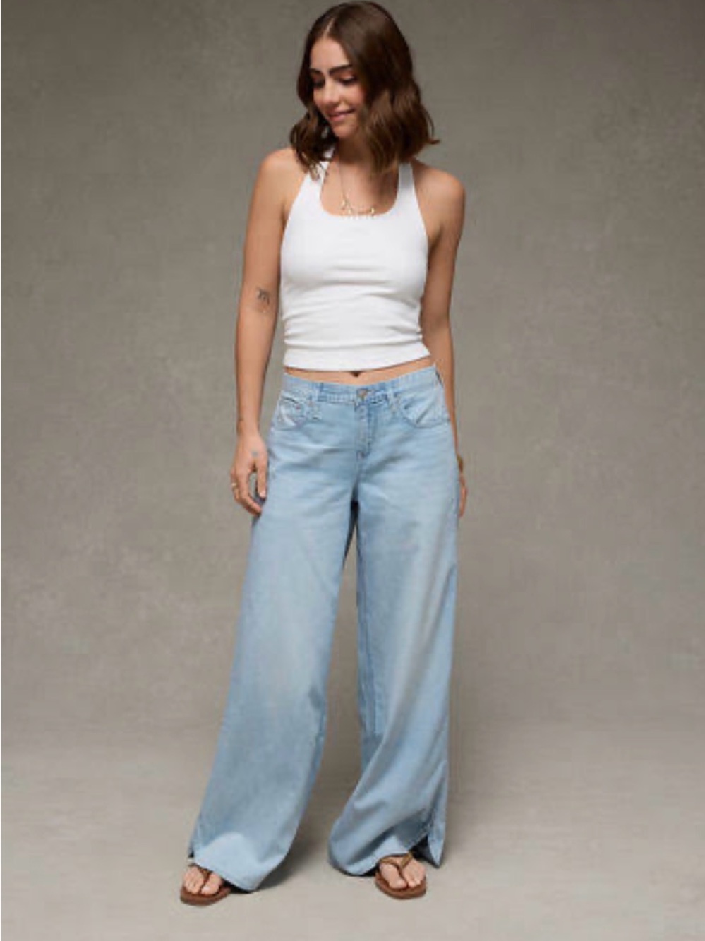American Eagle Beachy Baggy Light Blue Women's Jeans Size Large